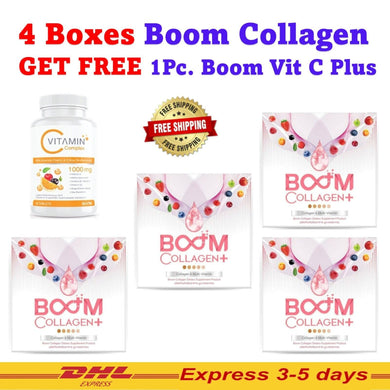 4X New BOOM Collagen Tri-Di Peptide Anti-Aging Beautiful Free Vit C