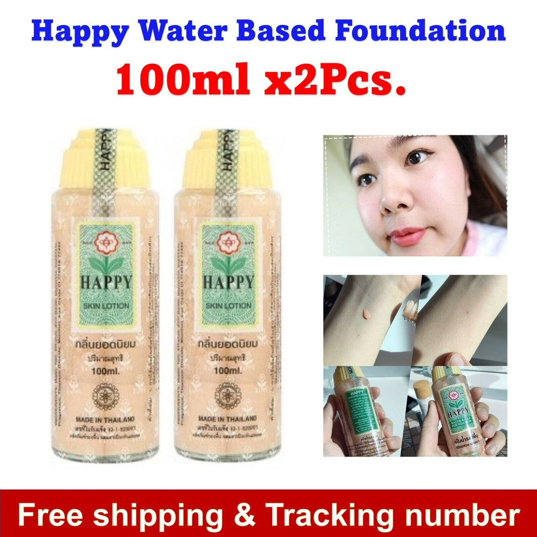 2x Happy Skin Lotion Water Based Foudation Natural Smooth Face Skin Cover 100ml
