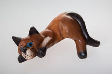 Load image into Gallery viewer, Blue Eye Cat Wood Carved Figurine Desk Table Decor Rest Posture Cute Collectible