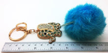 Load image into Gallery viewer, Diamond Elephant Pendant Gold Blue Keychain Bag Accessory Animal Keyring Gift