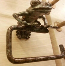Load image into Gallery viewer, Brass Roll Tissue Paper Holder Hang GREEN FROG Toilet Wall free standing toilet