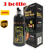 Load image into Gallery viewer, 3X Meidu Dye Hair Color Shampoo change color in 5 minutes dark brown black 500ml