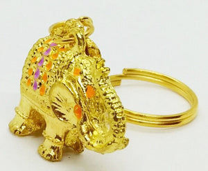 Animal Lover Doll Keyring Elephant Gold Pattern Scotch Sewing Charm Decor