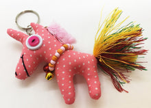 Load image into Gallery viewer, Doll Unicorn Pink Horse Keyring sewing charm cute keychain animal lover Fabric