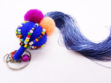 Load image into Gallery viewer, Hill Tribal Style Blue Ver.1 Handmade keyring Thailand Trip keychain gifts