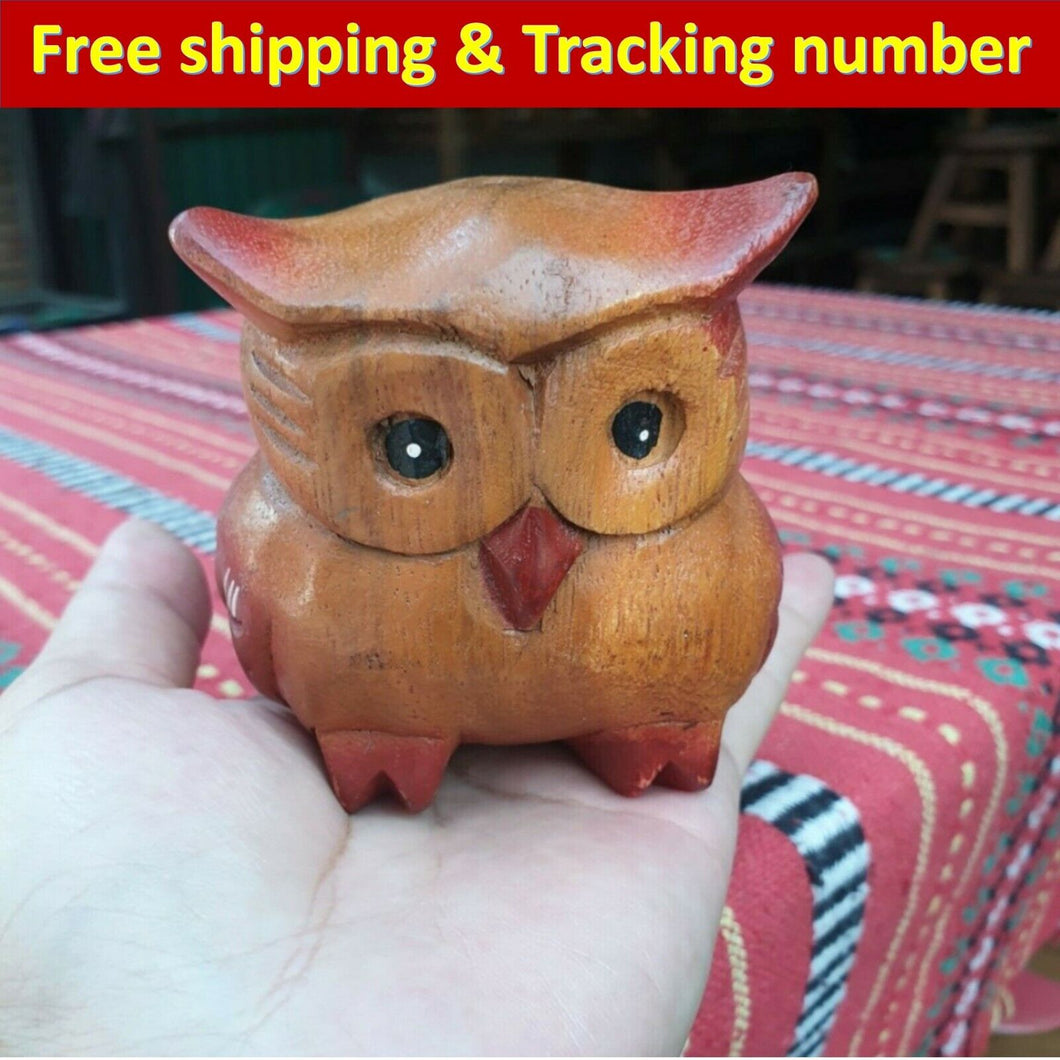 WOODEN OWL Wood Carved Figurines Handmade Collectibles Gift Home Decor