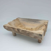 Load image into Gallery viewer, Bowl Wood Hand Carved Vintage Teak Rustic Soap Dish Fruit Tray Antique Wooden