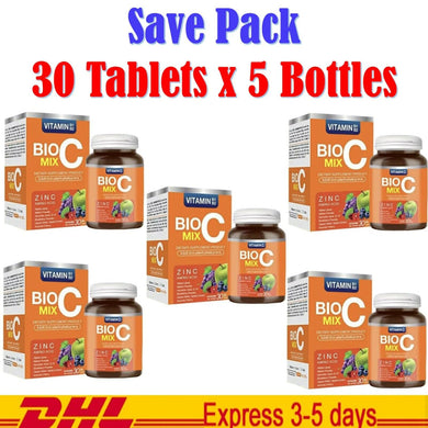 5 x New BIO C MIX Vitamin C 1000mg Alpha Zinc Radiance Skin Wrinkle 150 Tablets