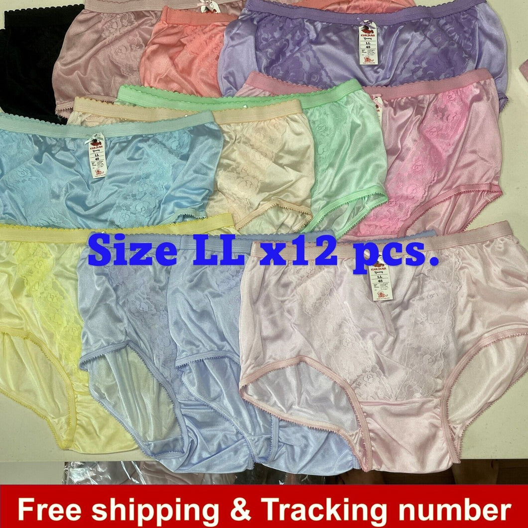 Lot Nylon Panties Briefs Bikini Knickers Lace Vintage Panty Lacy Underwear LLx12
