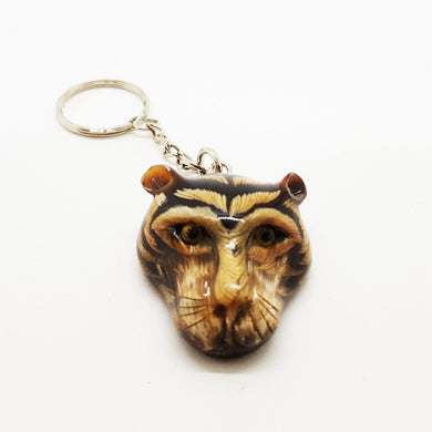 TIGER v2 Key ring real Buffalo's Horn Carve Figurine Keychain Talisman chic art