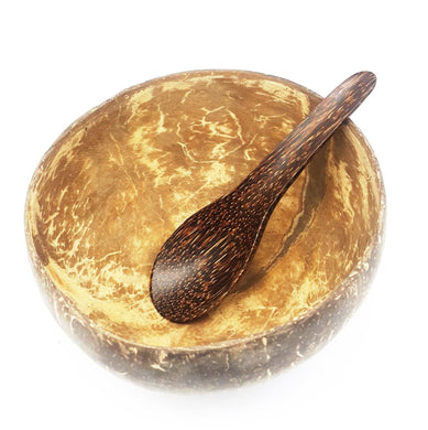 Set of Wooden Bowl with Spoon and Fork Handicraft Kitchen Tool Eco-Friendly