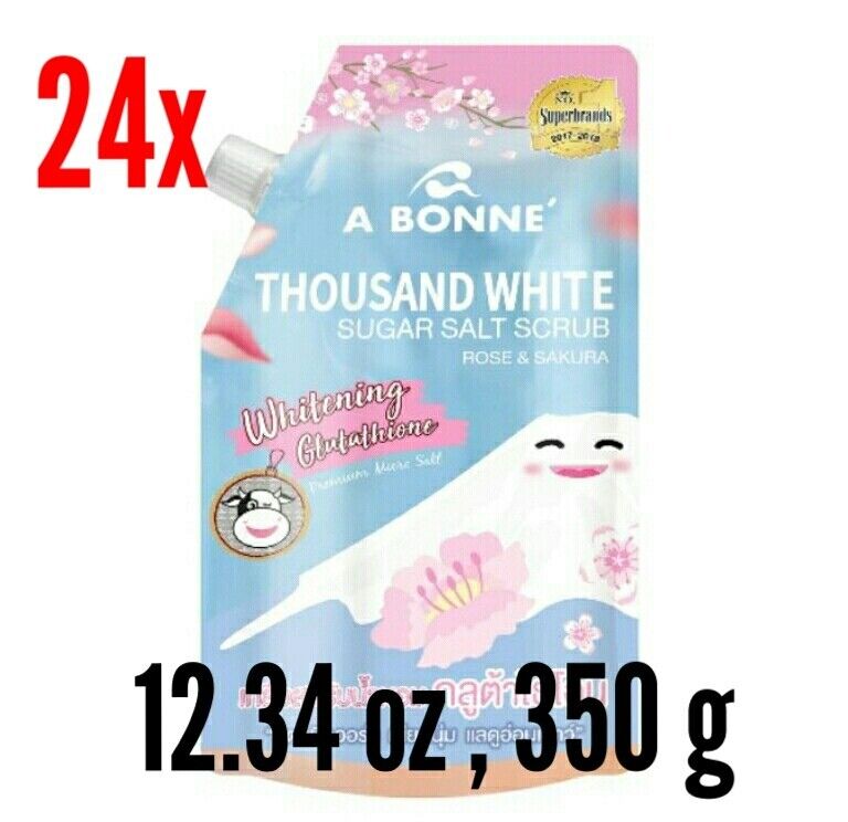 24x Whitening Skin Glutathione + Vitamin B3 White Sugar Salt Scrub Rose & Sakura