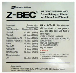 Z-BEC Multivitamins Multimineral High Potencyy Adults Formula 180 Tablets