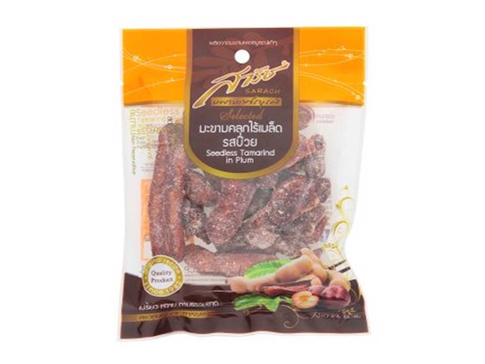 Sarat Seedless Tamarind Plum Thai Fruit Snack Dried Delicious 100% Natural 45g