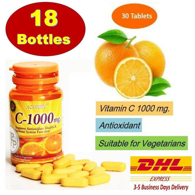 18 Bottle ACORBIC Vitamin C 1000 mg Mineral Antioxidant Immune Health Vegetarian