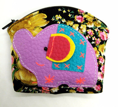 Elephant Mini Cute V.9 Purse Sewing Handmade Fabric Thai style colorful pattern