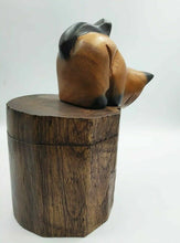 Load image into Gallery viewer, Wooden Cat Head Bend Hand Carved Rain Tree Wood Free ship