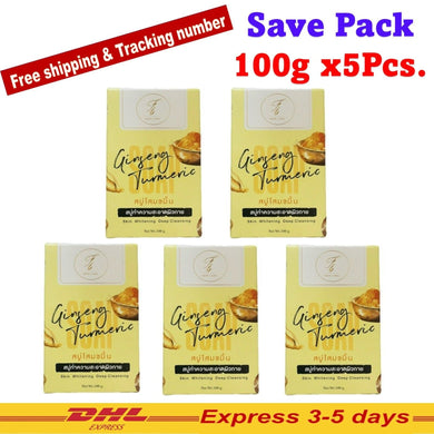 5x Ginseng Turmeric Soap Bar Skin Aura Smooth Deep Cleansing Face Body Care 100g