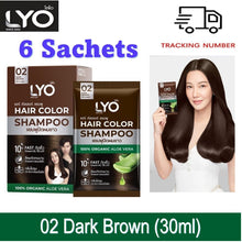 Load image into Gallery viewer, LYO Hair Color Shampoo Cover White Dark Brown Hair Color Long Lasting (6 Sachet)