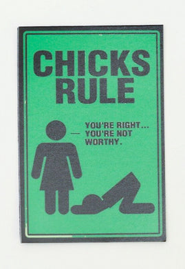 CHICKS RULE FUNNY pic Design Vintage Poster Magnet Fridge Collectibles Home