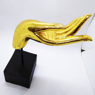 Hand Buddha's Print Sculpture Wood Carving Antique Craft Gold Leaf Decor