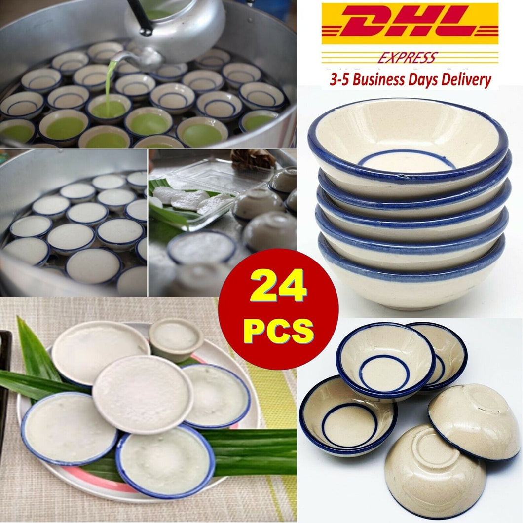 Mini Bowl Ceramic Cup Thai Dessert Mold Steam Coconut Milk Multi-Purpose (24pcs)