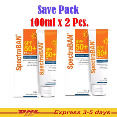 2x SPECTRABAN Sunscreen Cream SPF 50 PA+++ UVA-UVB Waterproof Sweat Anti 100g