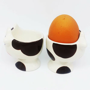 Egg Cup Holders Ceramic Holder Collectible Set Cute Cow Ox Breakfast (Set 2)