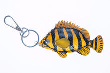 Load image into Gallery viewer, Leather Tiger Fish Key Chain Animal Idea Handcraft Keyring Bag Backpack gift