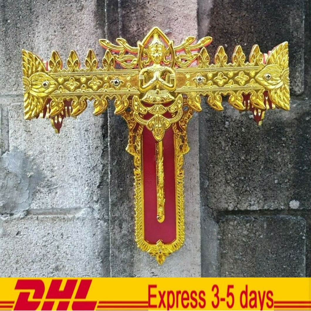 Buddha Shelf Wall Decor Stand Gold Red Buddhist Shrine Display Altar Vintage