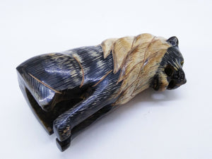 Lion Buffalo Horn Carved Collectibles Craft Collection Unique Carvings gift