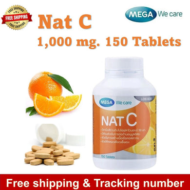 MEGA We Care Nat C 1000mg Vitamin C Fast Helps Clear Skin 150 Capsules