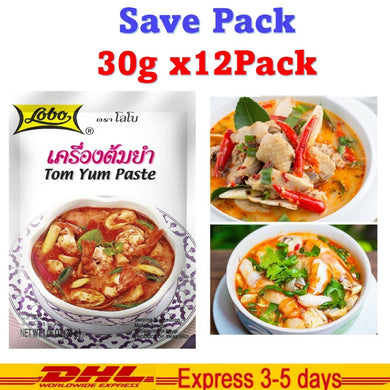 TOM YUM PASTE Spicy Soup Thai Food Cooking Ingredients HALAL 30g (12Pack)