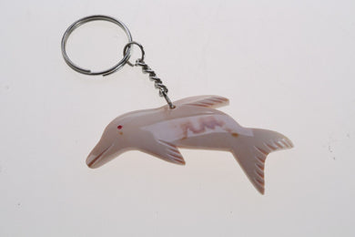 Mini Dolphin Keyring Shell Natural Carve Figurine Keychain Sea Design Cute
