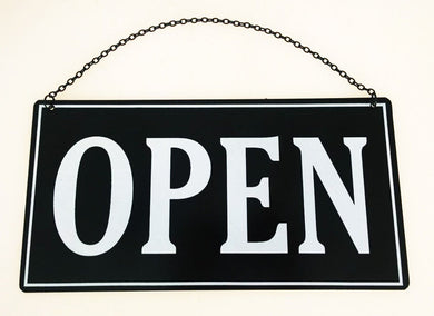 Open Closed Plaque Double Side Sign Painting Door Shop Plate Black Color Vintage