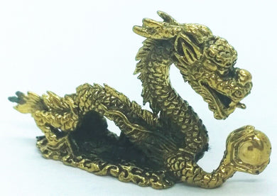 Amulet Dragon Brass Miniature Talisman Love Charm Magic Thai Pendant