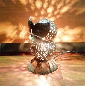 Owl Lamp Shade Table Bedside Desk Vintage Coconut Shell Wooden Home Decor Gift