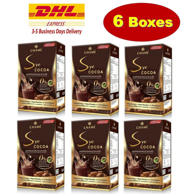 6x CHAME' Sye Cocoa 0% Fat Instant Powder Weight Management Beverage Stevia
