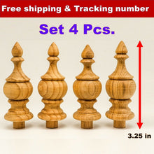 Load image into Gallery viewer, 4Pcs Teak Wooden Finial Antique Clock furniture Home Decor DIY Unpainted