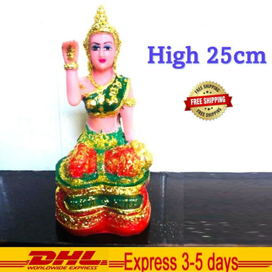 NANG KWAK Goddess Statue Thai Fortune Powerful Talisman Good Trade Buddha Amulet