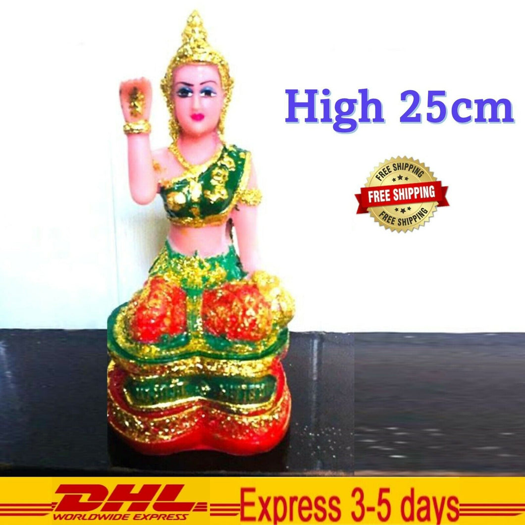 NANG KWAK Goddess Statue Thai Fortune Powerful Talisman Good Trade Buddha Amulet