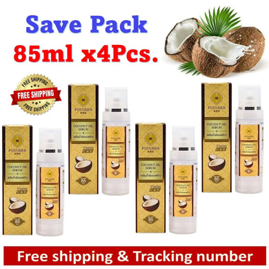 4x Pinnara Coconut Oil Serum Virgin Cold Press Vitamin E C for Skin, Hair 85ml