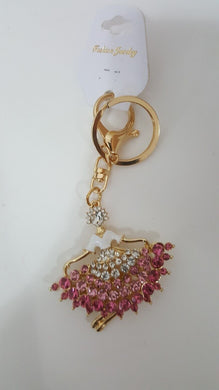 Doll Pink Dress Diamond keyring Pink Gold Thailand Trip keychain gifts traveling