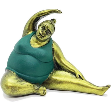 Fat Lady Woman Yoga Poses Statue Art Sculpture Gold Color Thai Solid Home Decor