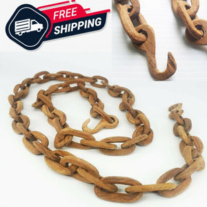 Wooden Chain Vintage Rare 39 inch Thai Carved Wood Folk Art Sculpture Carving