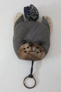 Mini Gray Dog Fabric Hand sewing Keyring Charm Animal Keyring Cute Souvenir