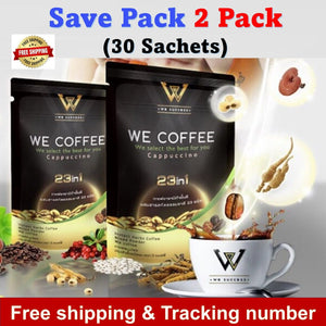 We Coffee Arabica Cappuccino 23 in 1 Herbs Extract Healthy Halal 30 sachets