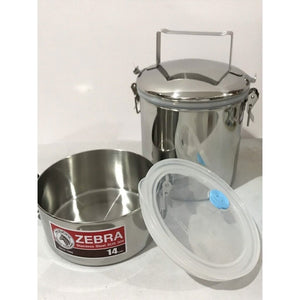 Thai Zebra Brand Stainless Food Carrier Deep Airtight 14X2 Smart Lock Jumbo