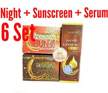 Load image into Gallery viewer, 6 Set Ginseng Night Cream + Sunscreen SPF50 SERUM Reduce Wrinkles Dark Spots 20g