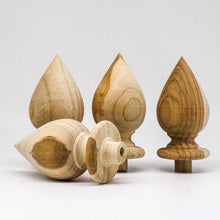 Load image into Gallery viewer, Set 4 x3.25&quot; TeakWood Lotus Shape Drapery Rod Finial Curtain Rail post Cap Furni